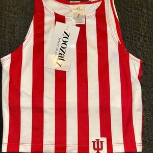 ZOOZATZ Red and White Striped Tank Top, hat,fanny pack Indiana University